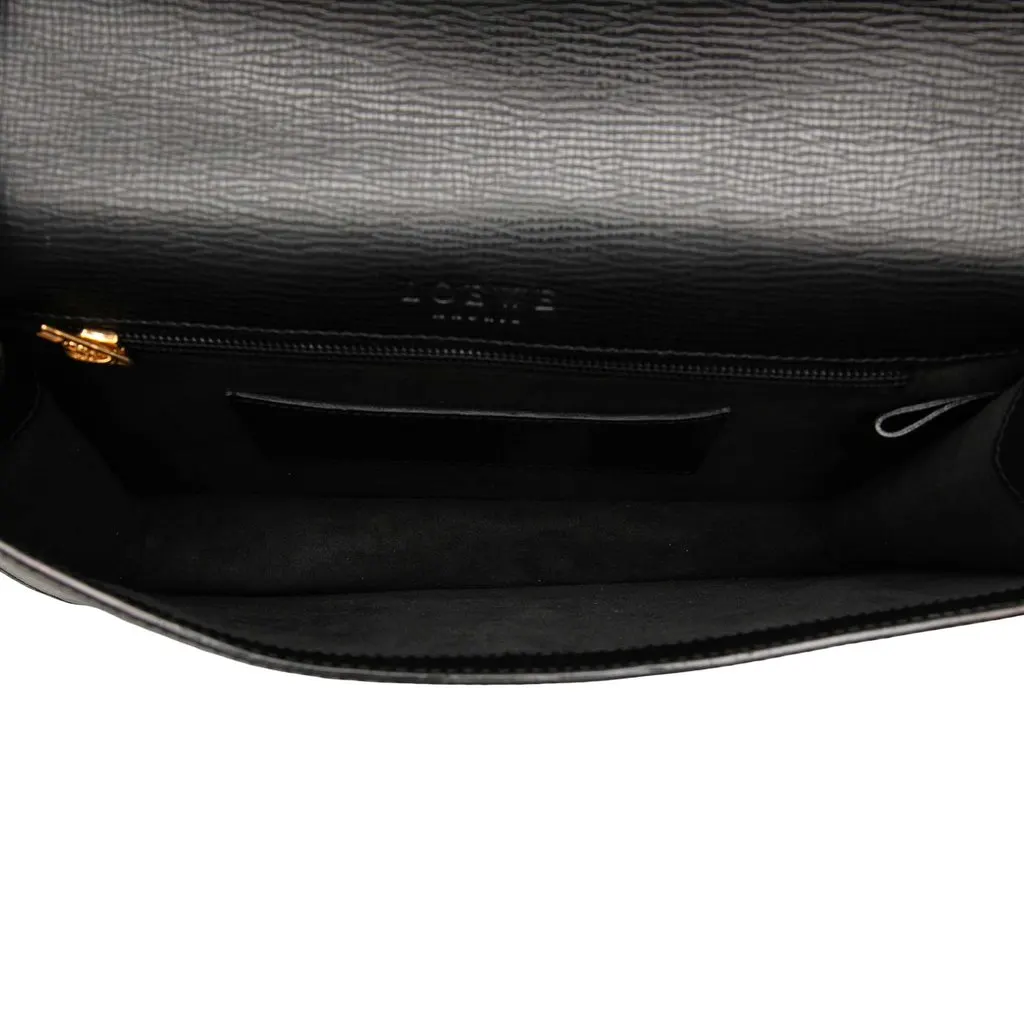 Loewe Textured Leather Anagram Flap Clutch Black Leather Good - Model View