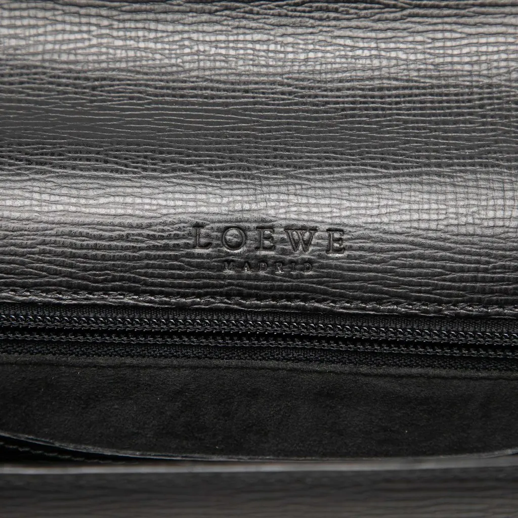 Loewe Textured Leather Anagram Flap Clutch Black Leather Good - Box View