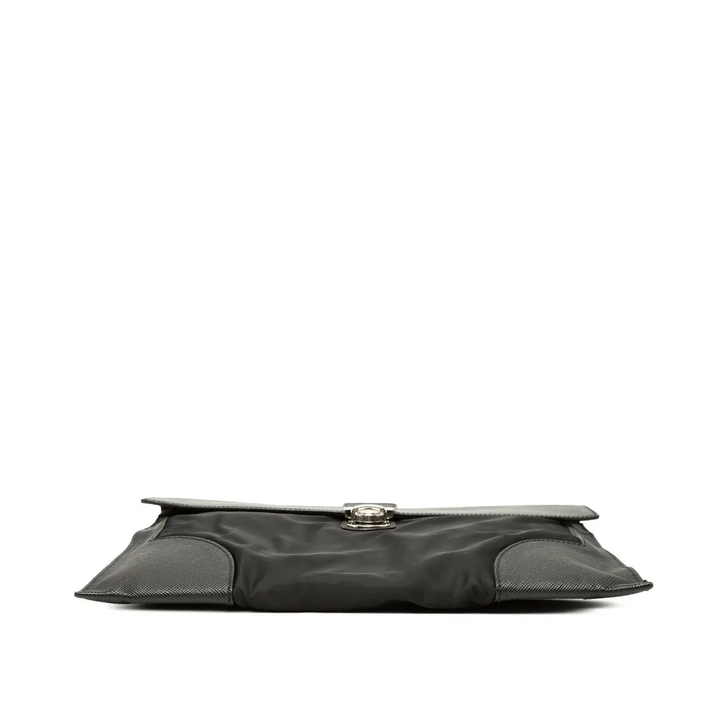 Prada Saffiano Trimmed Tessuto Clutch Black Very good - Inside View