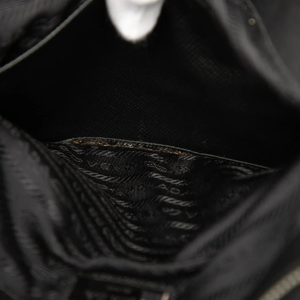 Prada Saffiano Trimmed Tessuto Clutch Black Very good - Box View