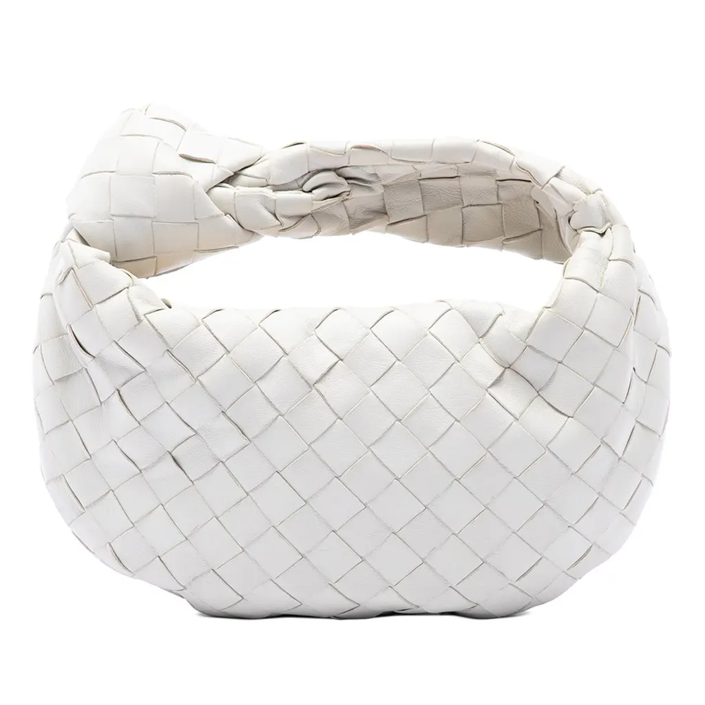 Bottega Veneta Mini Nappa Intrecciato Jodie White Leather Very good - Front View