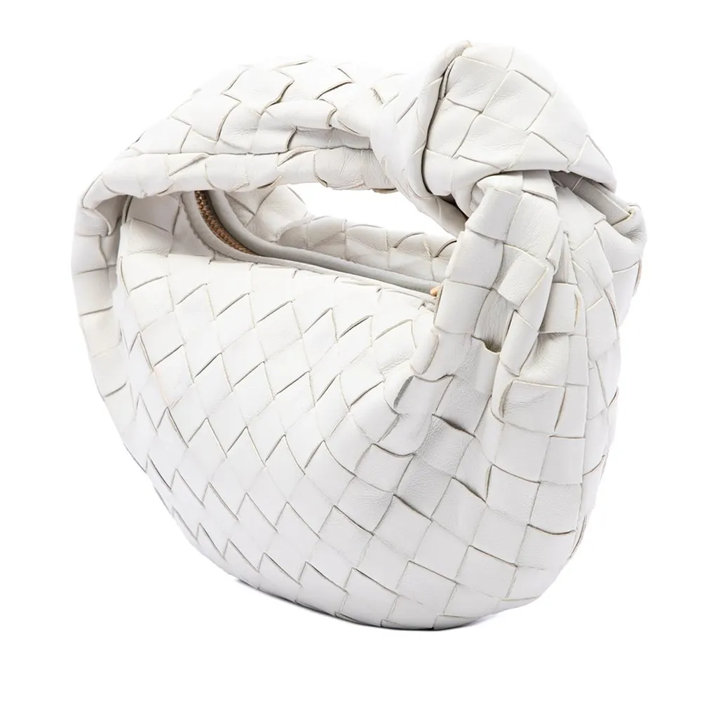 Bottega Veneta Mini Nappa Intrecciato Jodie White Leather Very good - Back View