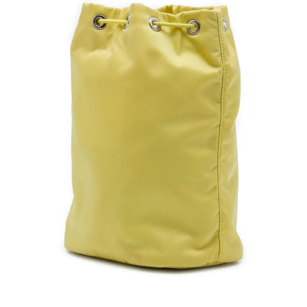 Prada Tessuto Drawstring Pouch Yellow Polyamide Very good - Back View