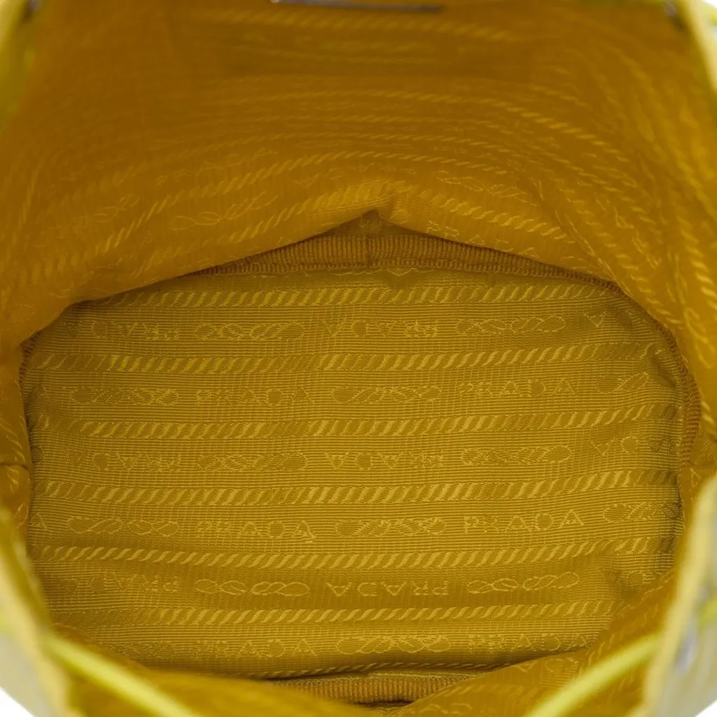 Prada Tessuto Drawstring Pouch Yellow Polyamide Very good - Model View