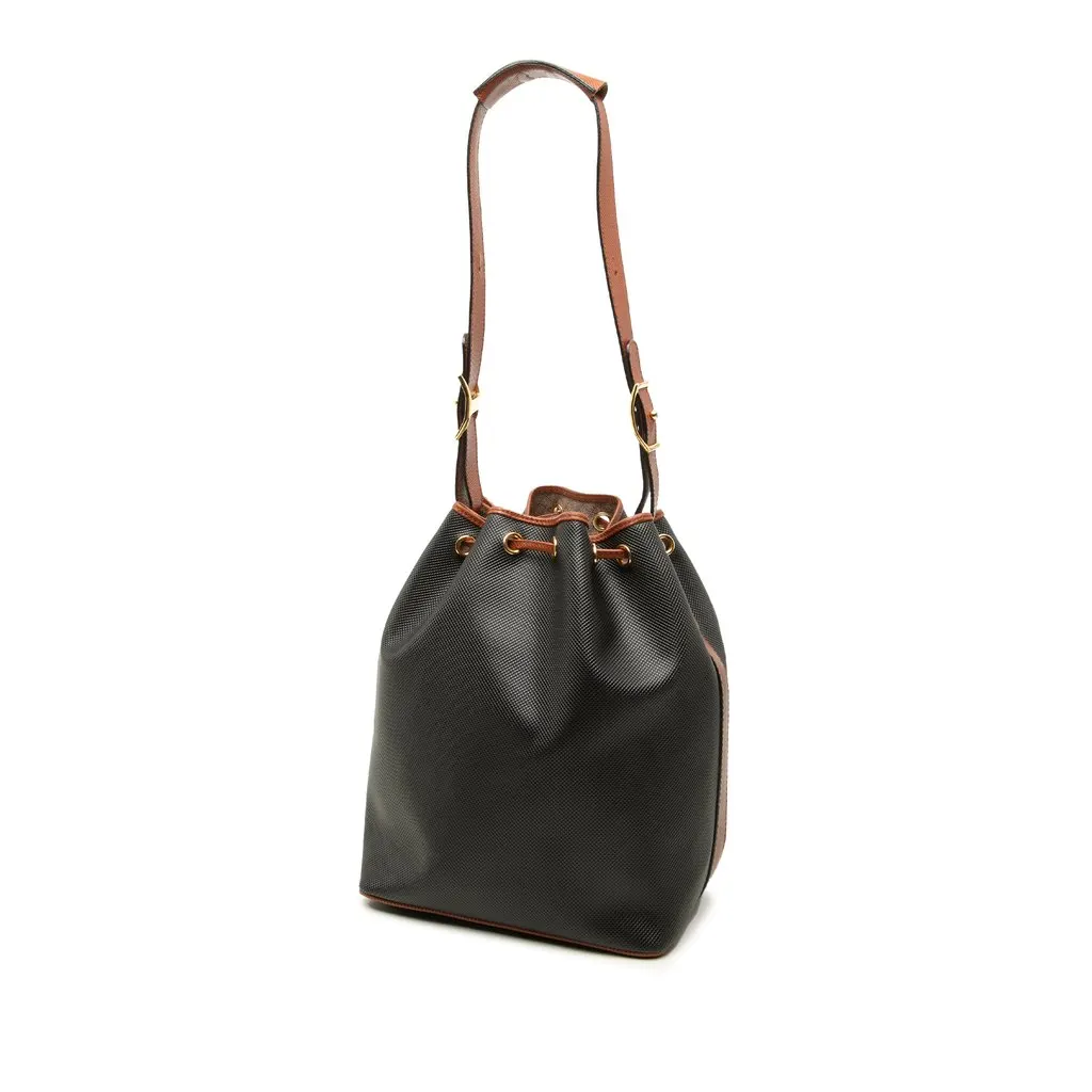 Bottega Veneta Textured Calfskin Marco Polo Bucket Bag Black Leather Good - Back View