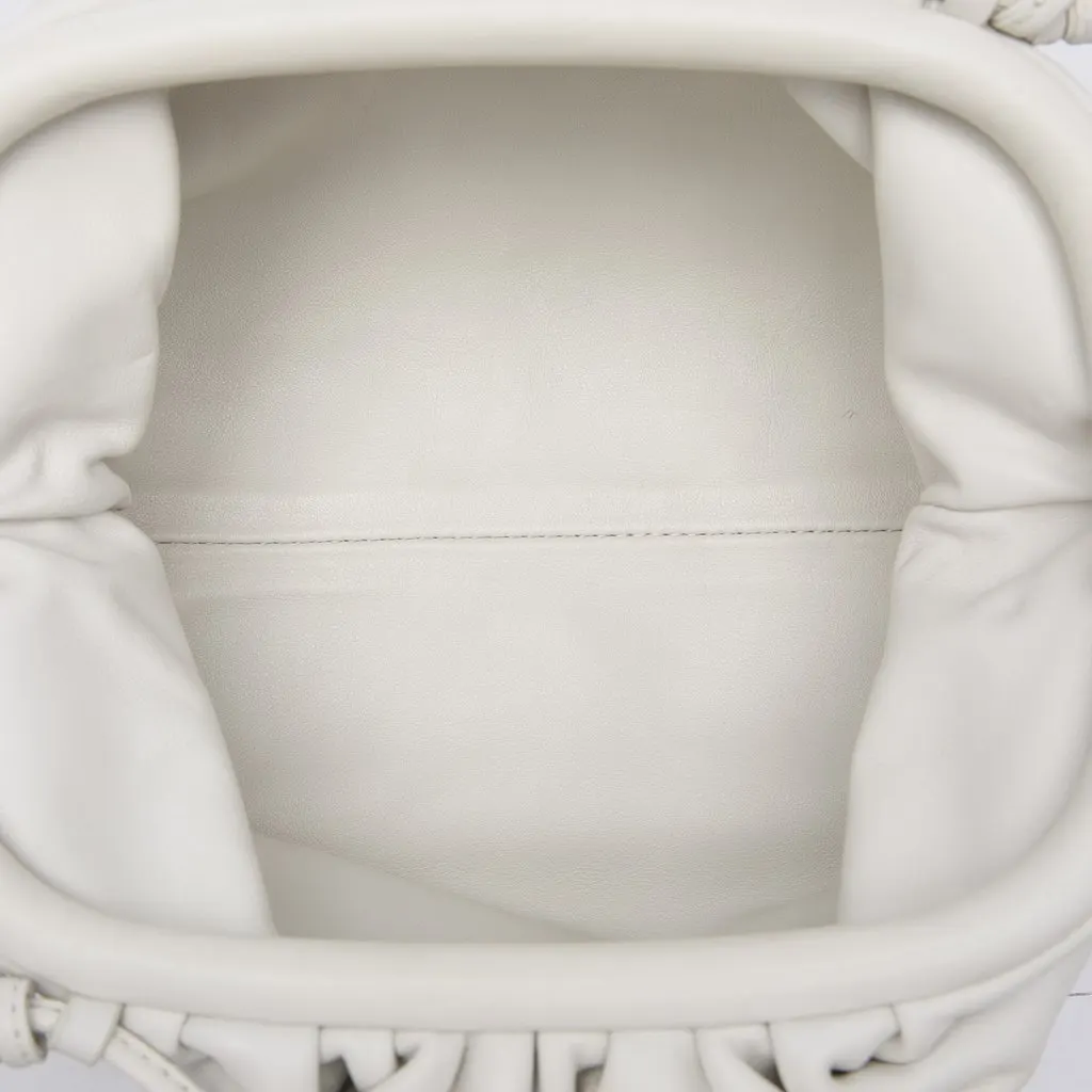 Bottega Veneta Lambskin The Mini Pouch Crossbody White Leather Very good - Model View
