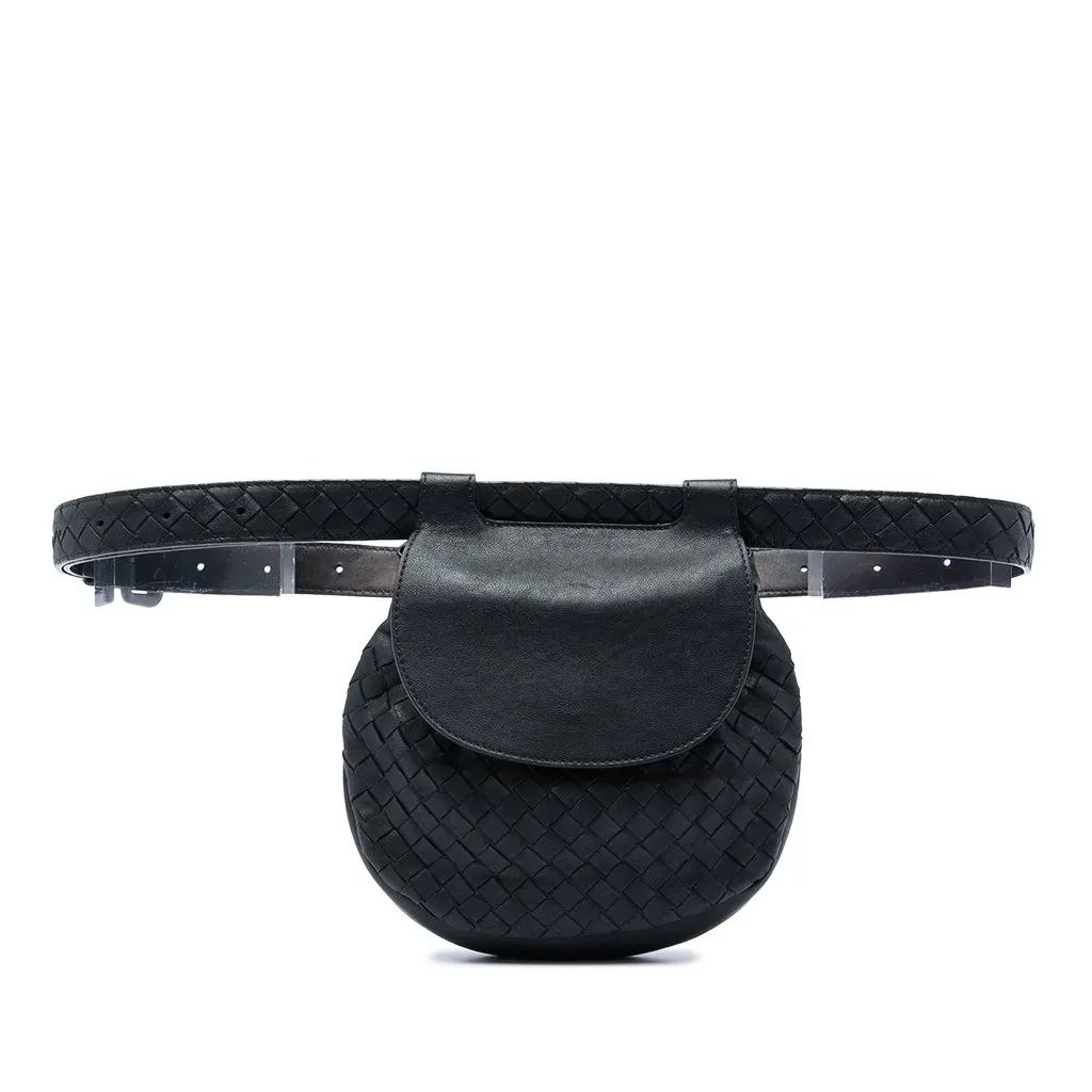Bottega Veneta Nappa Intrecciato Belt Bag Black Leather Very good - Front View