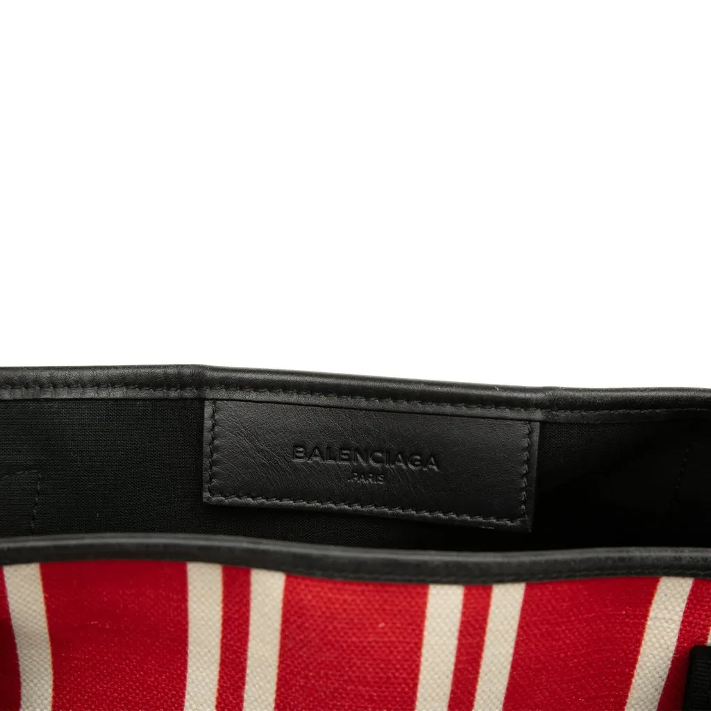 Balenciaga Canvas Striped Navy Cabas S Red Very good - Box View