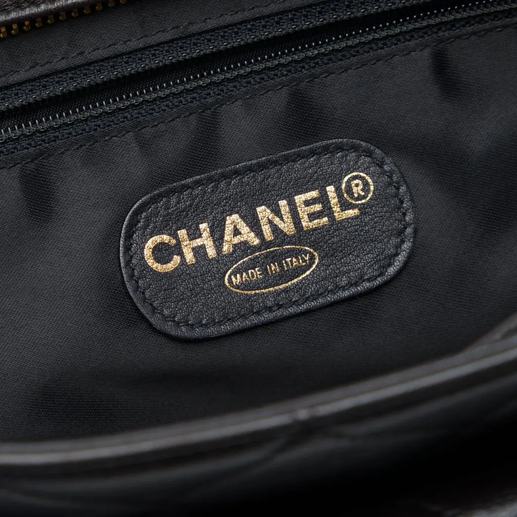Chanel CC Quilted Lambskin Front Pocket Tote Black Leather Very good - Box View