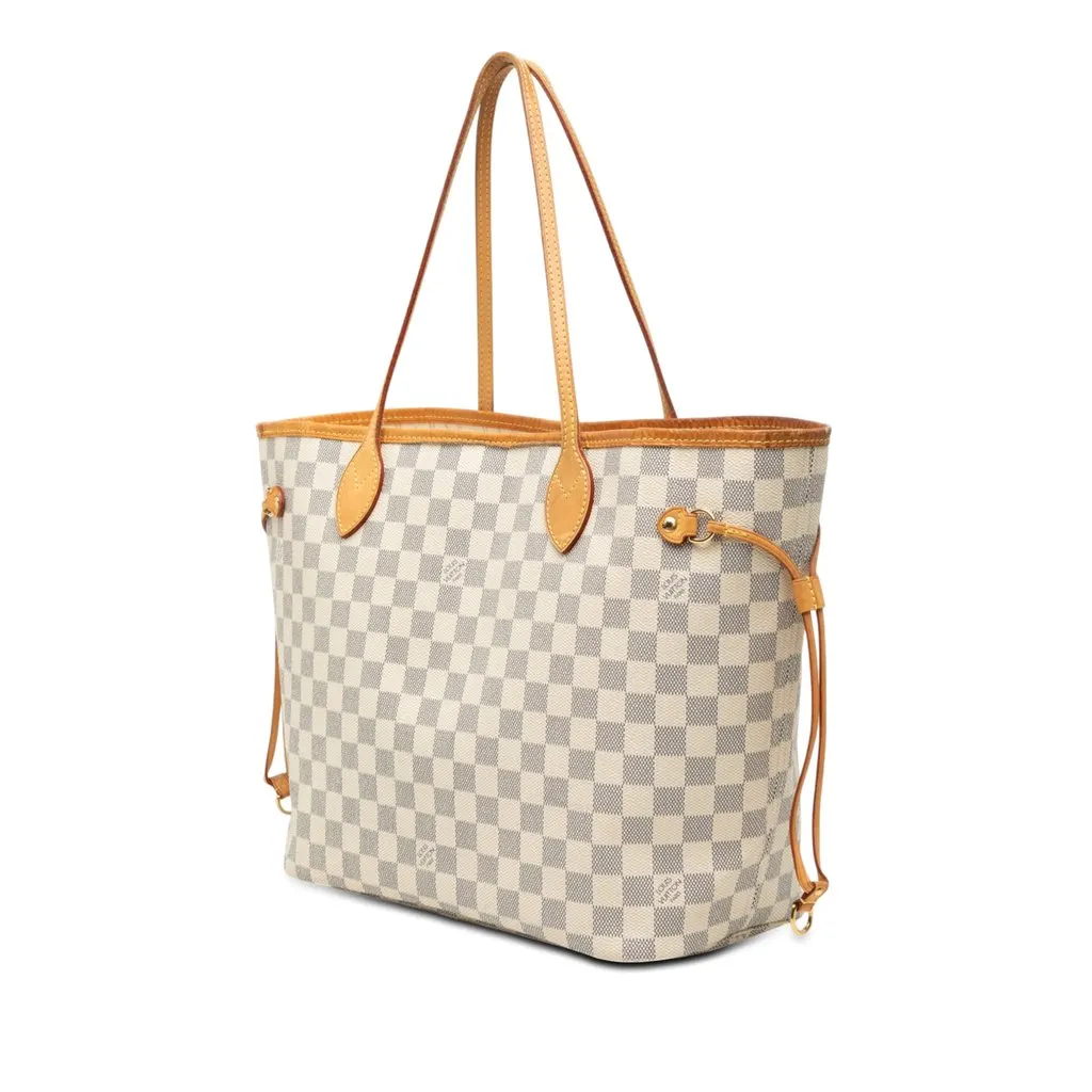Louis Vuitton Damier Azur Neverfull MM White Good - Back View