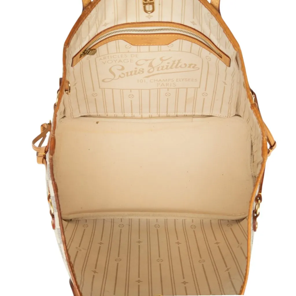 Louis Vuitton Damier Azur Neverfull MM White Good - Model View