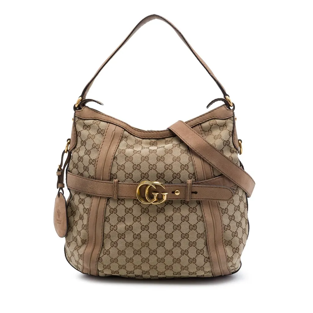 Gucci Medium GG Canvas Running Satchel Beige Very good - Front View