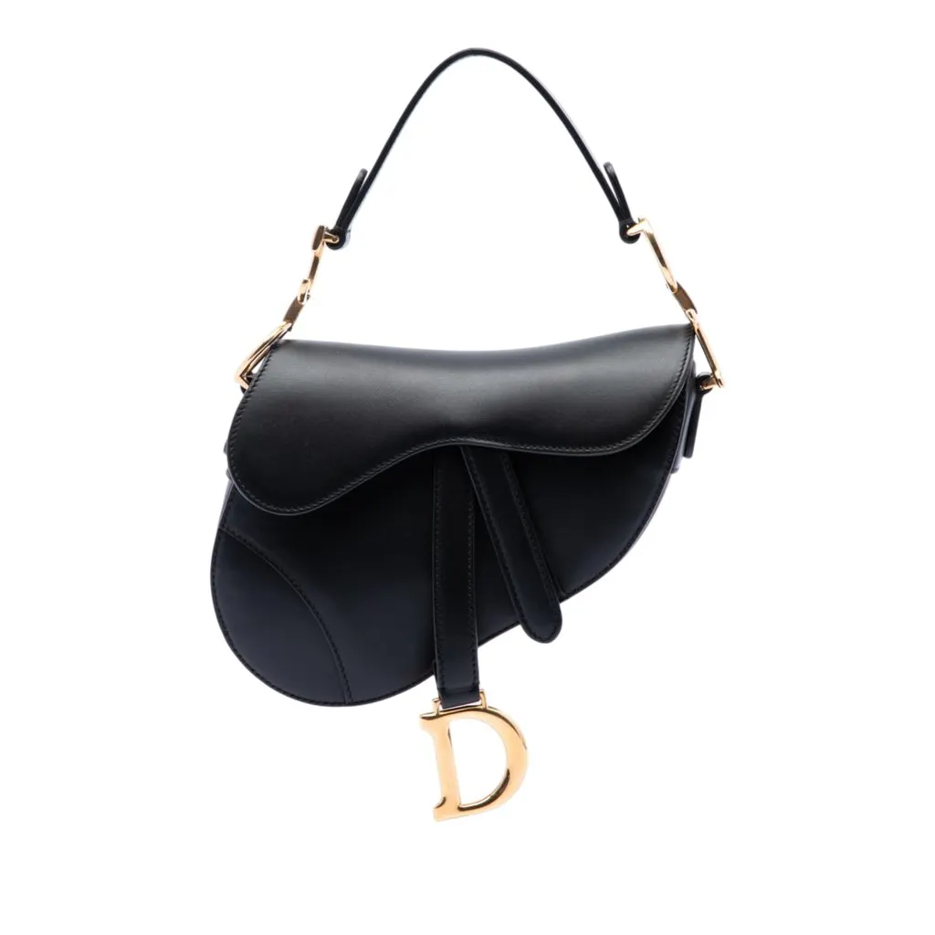 Dior Mini Smooth Calfskin Saddle Bag Black Leather Very good - Front View