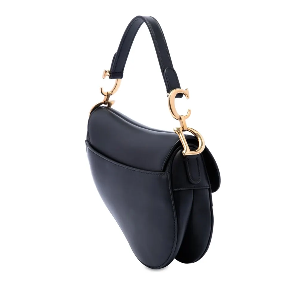 Dior Mini Smooth Calfskin Saddle Bag Black Leather Very good - Back View