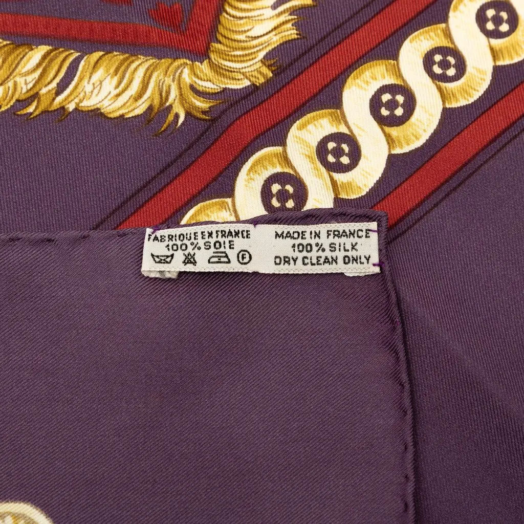Hermès Bride de Cour Silk Scarf 90 Purple Good - Inside View