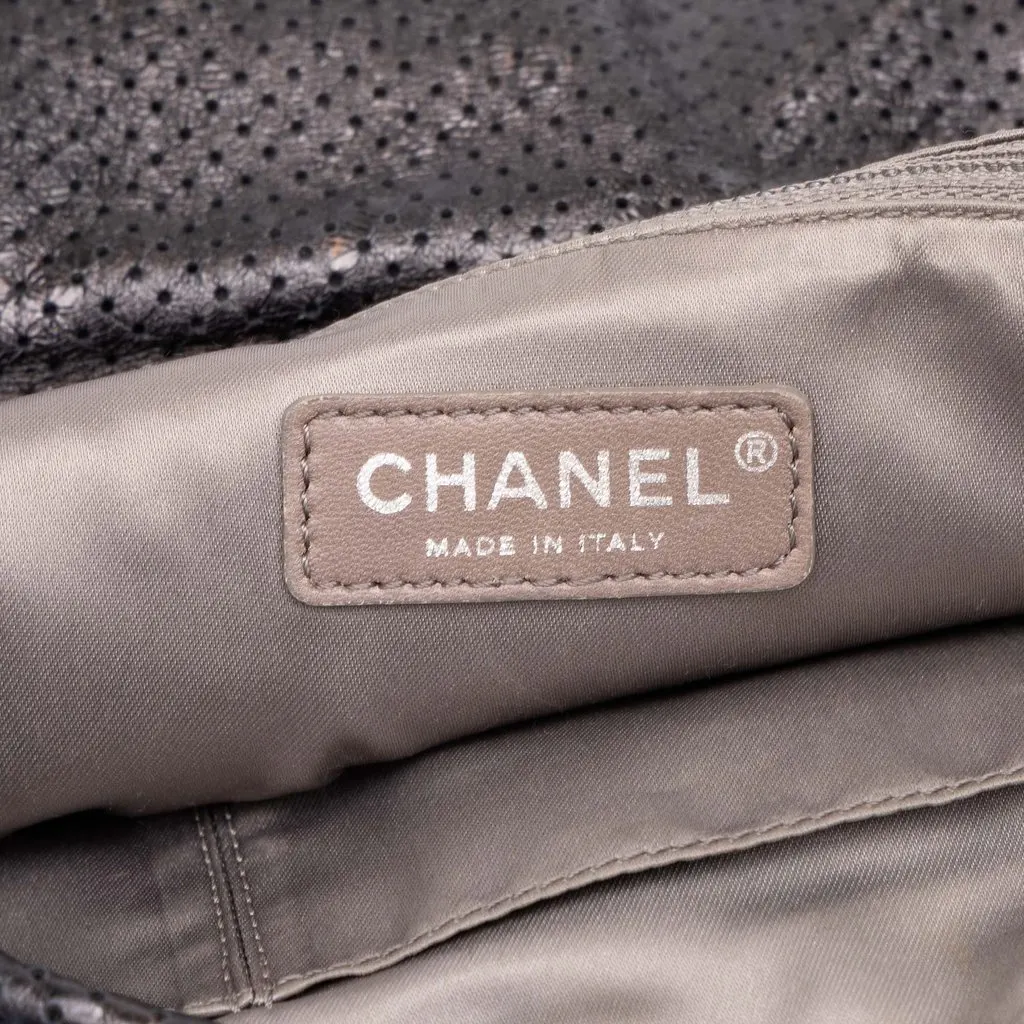 Chanel Medium Perforated Calfskin Reissue 2.55 Drill Flap Black Leather Good - Box View