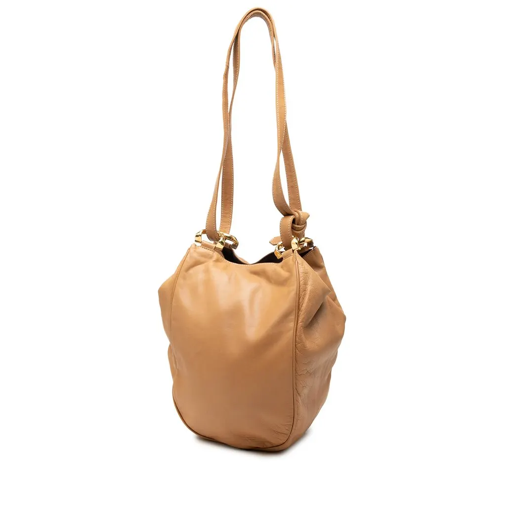 LOEWE Nappa Anagram Shoulder Bag Brown Leather Very good - Back View
