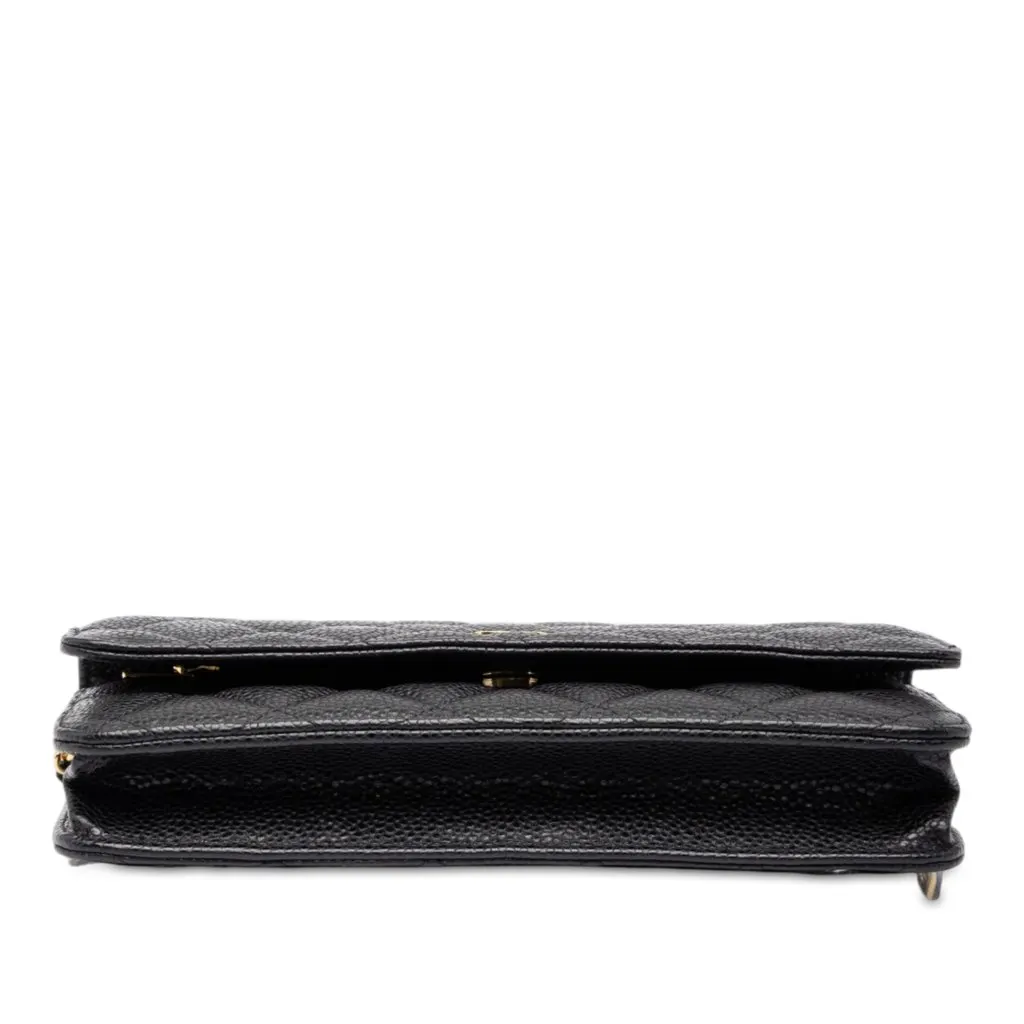 Chanel CC Quilted Caviar Wallet on Chain Black Leather Very good - Inside View