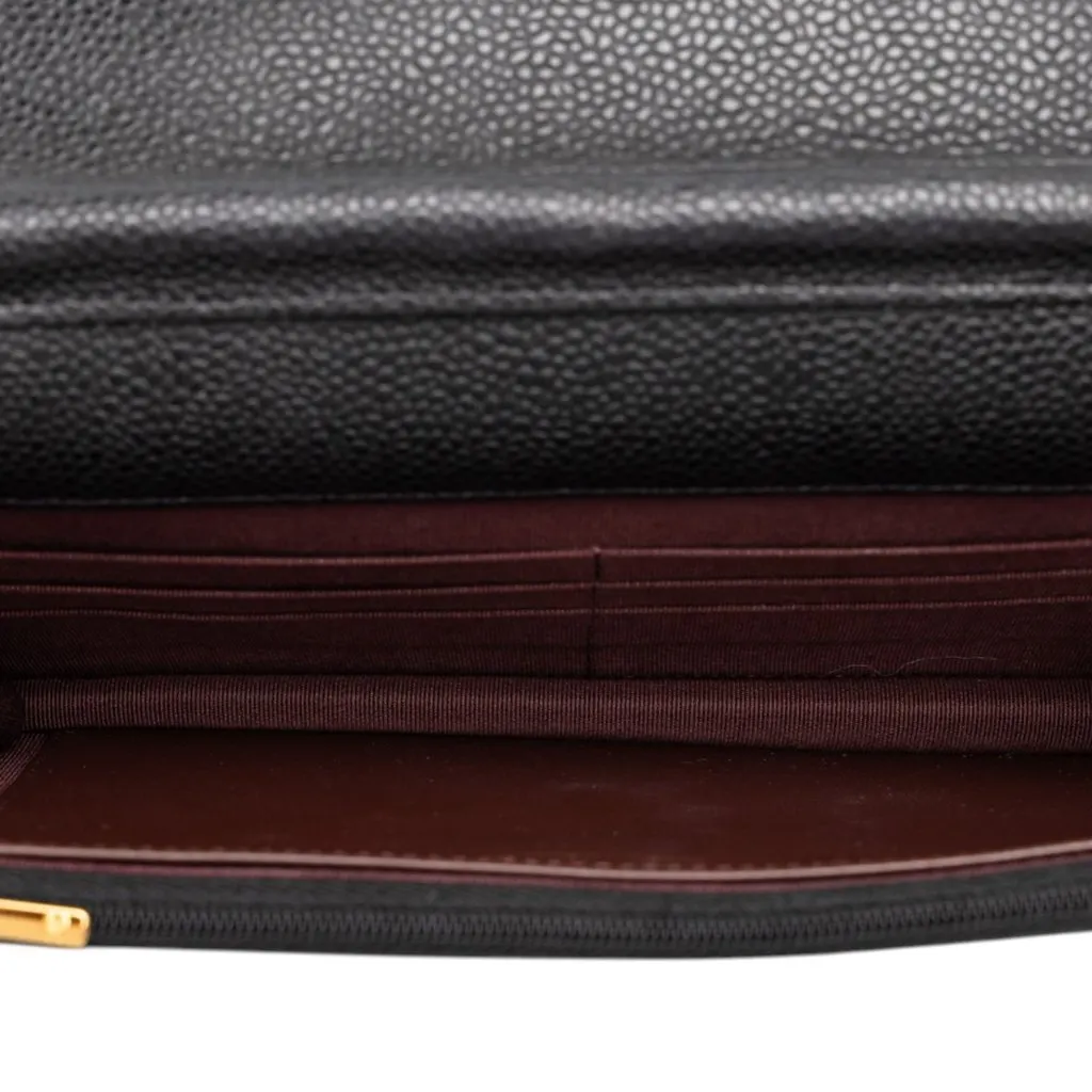 Chanel CC Quilted Caviar Wallet on Chain Black Leather Very good - Model View