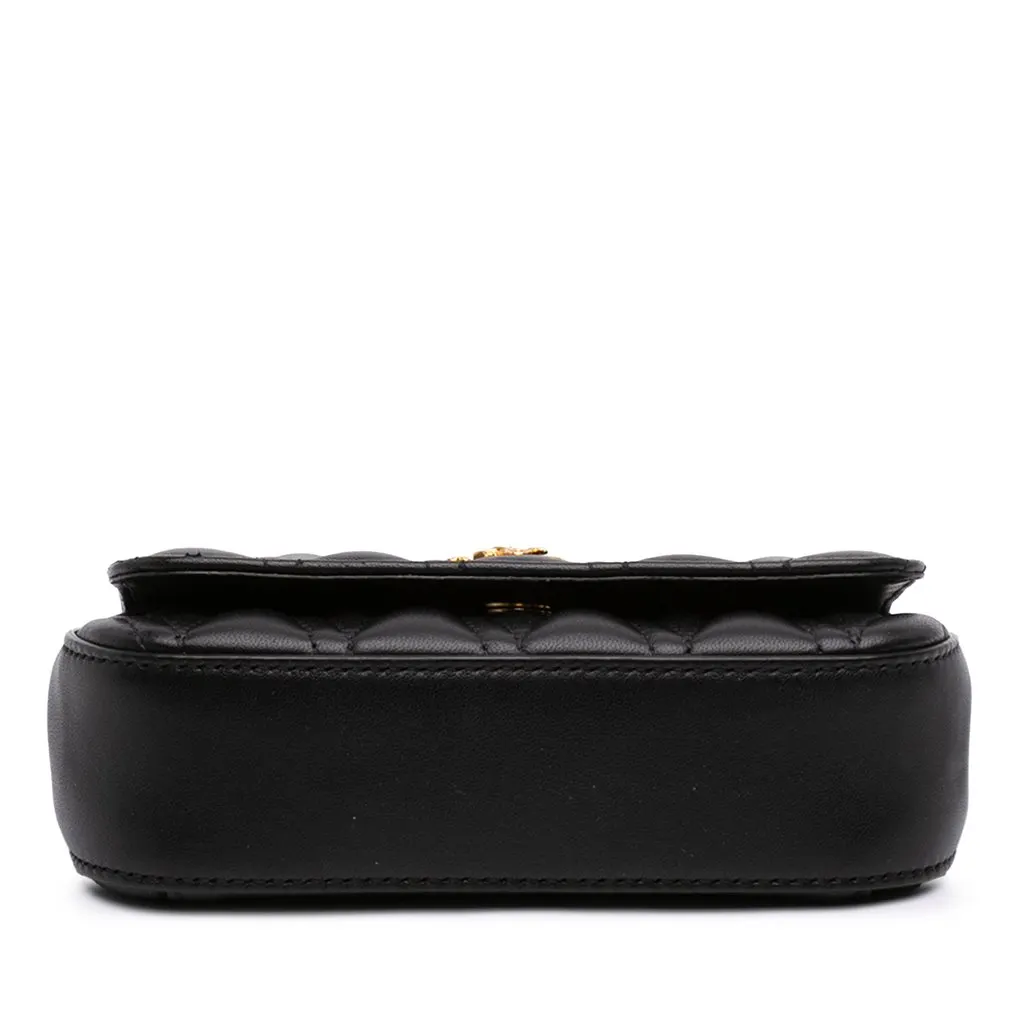 Versace Mini Quilted Leather Virtus V Crossbody Black Leather Very good - Inside View