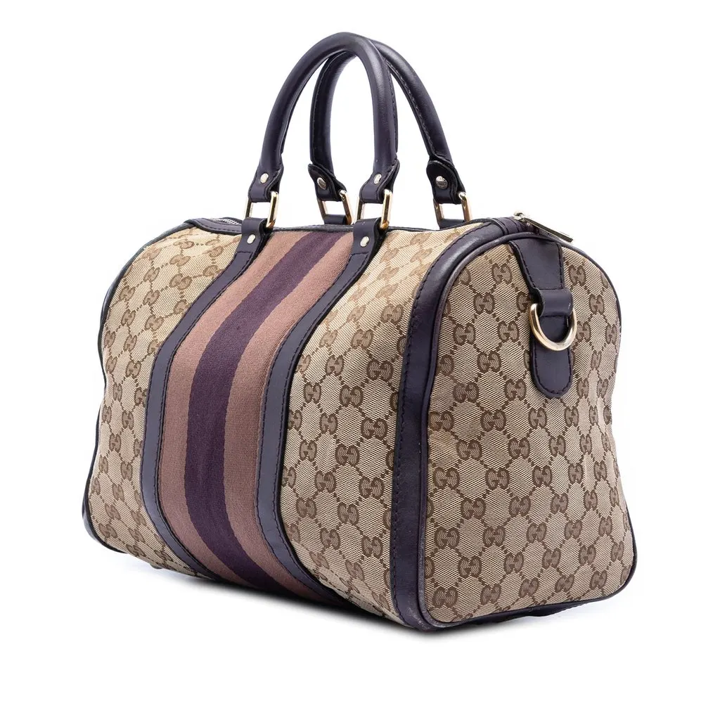 Gucci Medium GG Canvas Web Joy Boston Bag Beige Very good - Back View