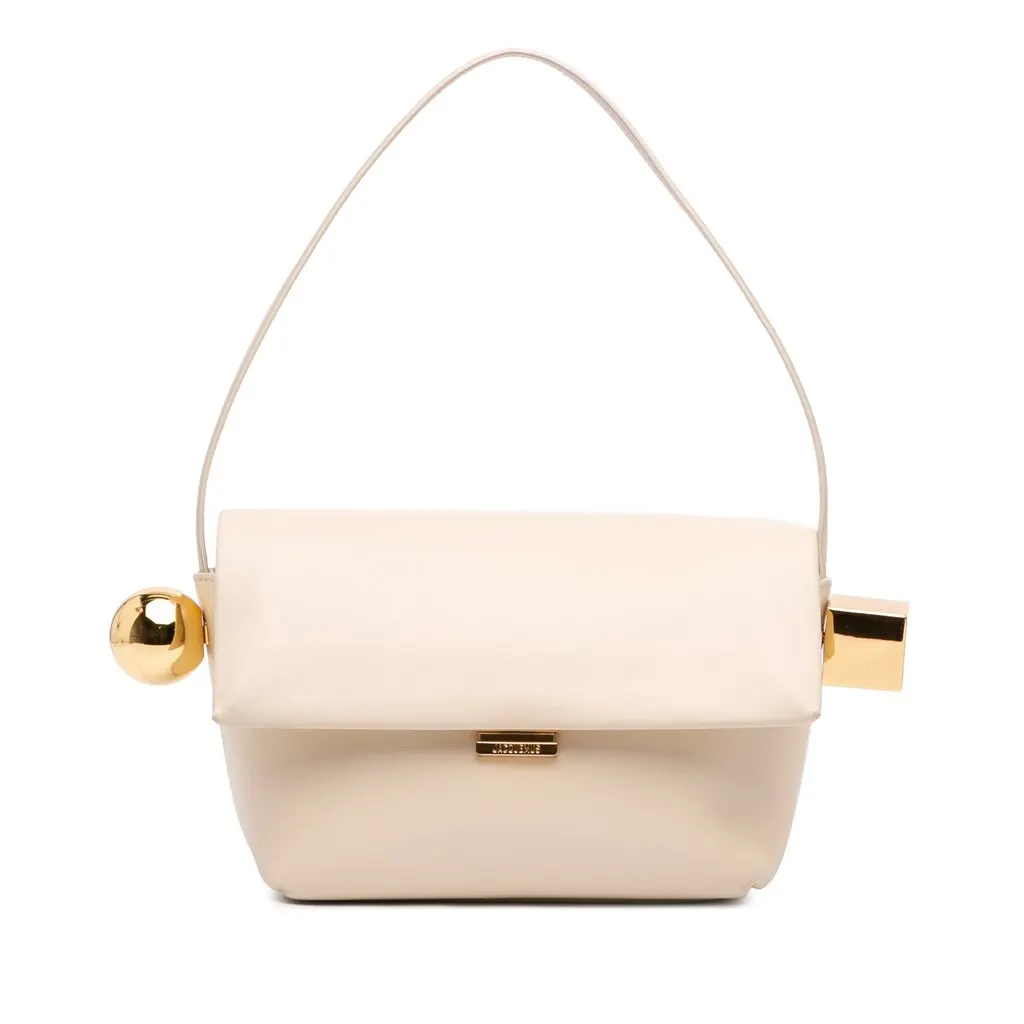 Jacquemus Nappa Le Rond Carre Shoulder Bag White Leather Very good - Front View