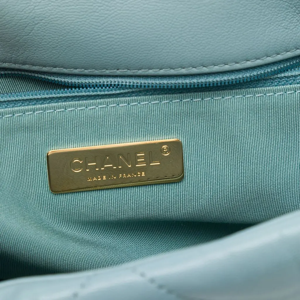 Chanel Large Lambskin 19 Flap Blue Leather Very good - Box View