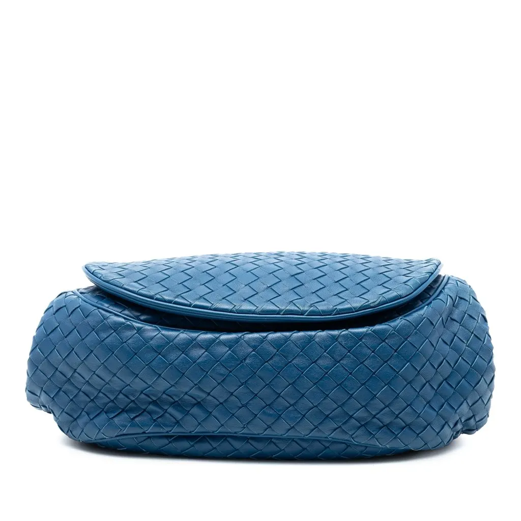 Bottega Veneta Nappa Intrecciato Flap Crossbody Blue Leather Very good - Inside View