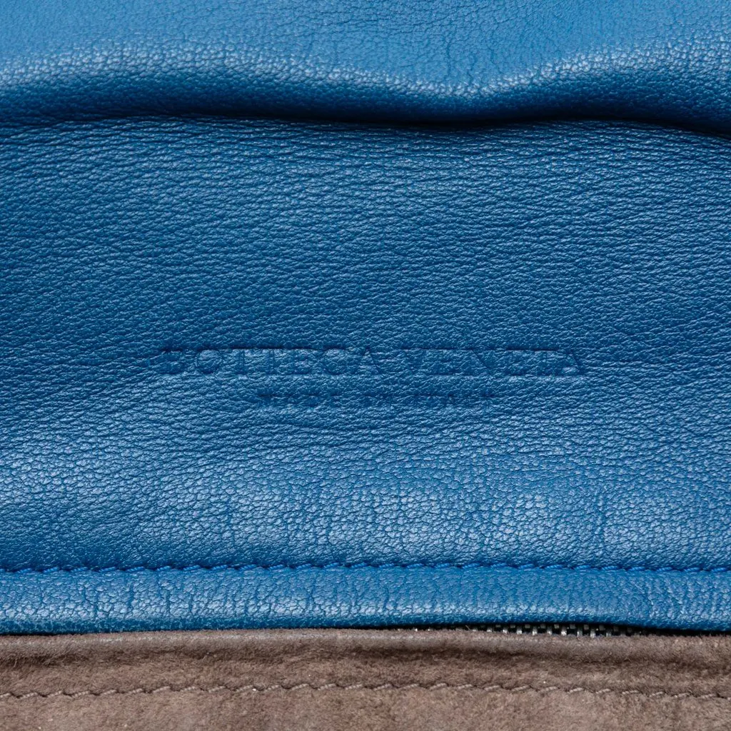 Bottega Veneta Nappa Intrecciato Flap Crossbody Blue Leather Very good - Box View