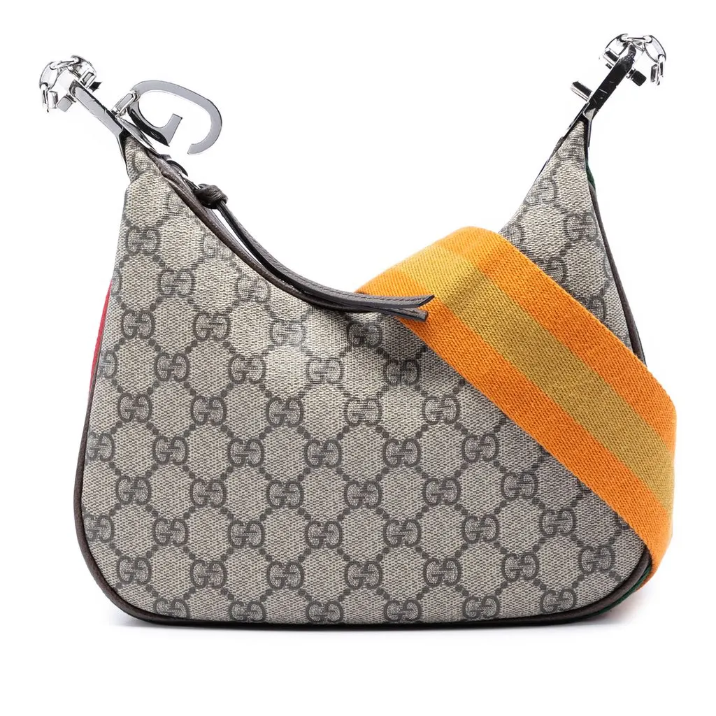 Gucci Small GG Supreme Web Attache Crossbody Beige Very good - Front View