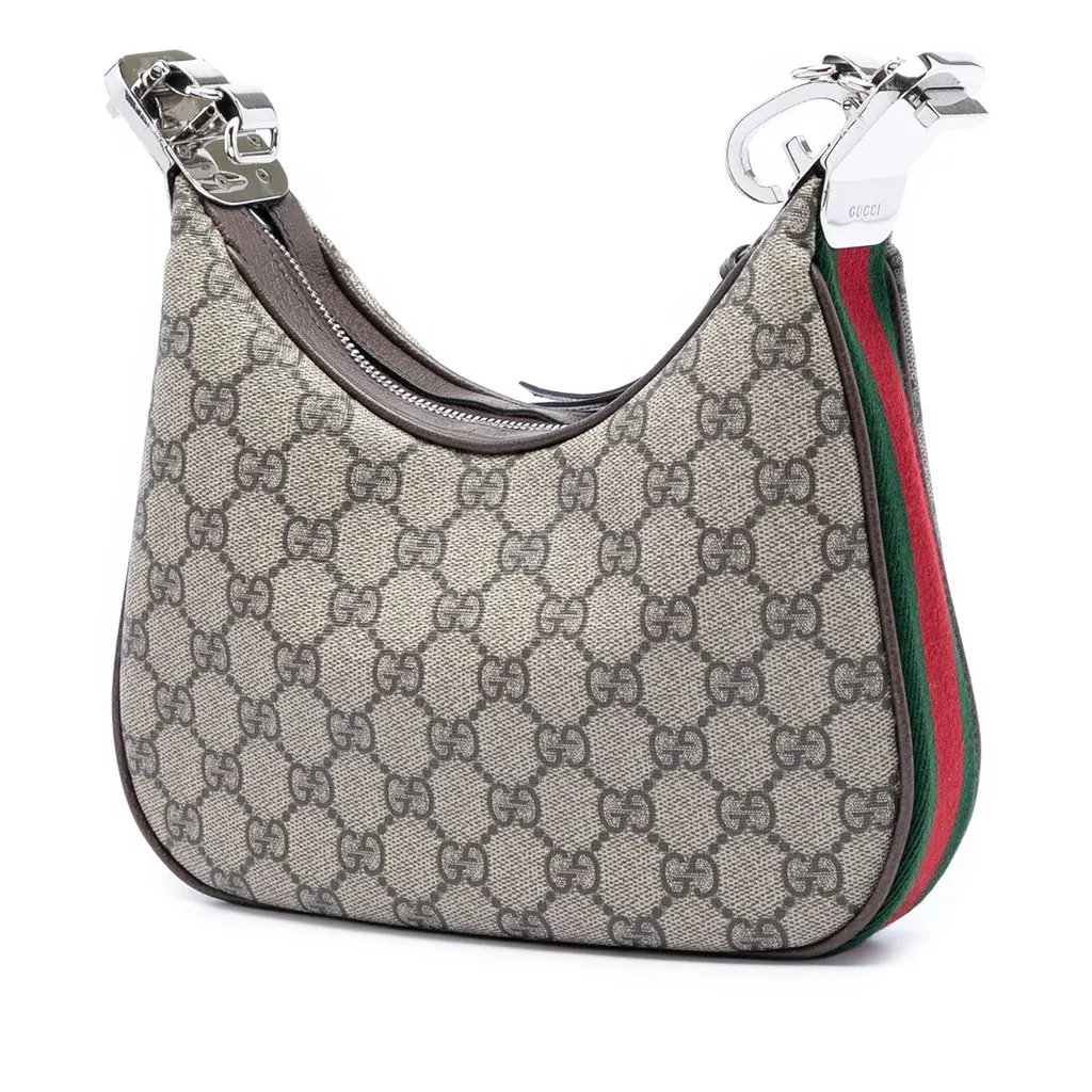 Gucci Small GG Supreme Web Attache Crossbody Beige Very good - Back View