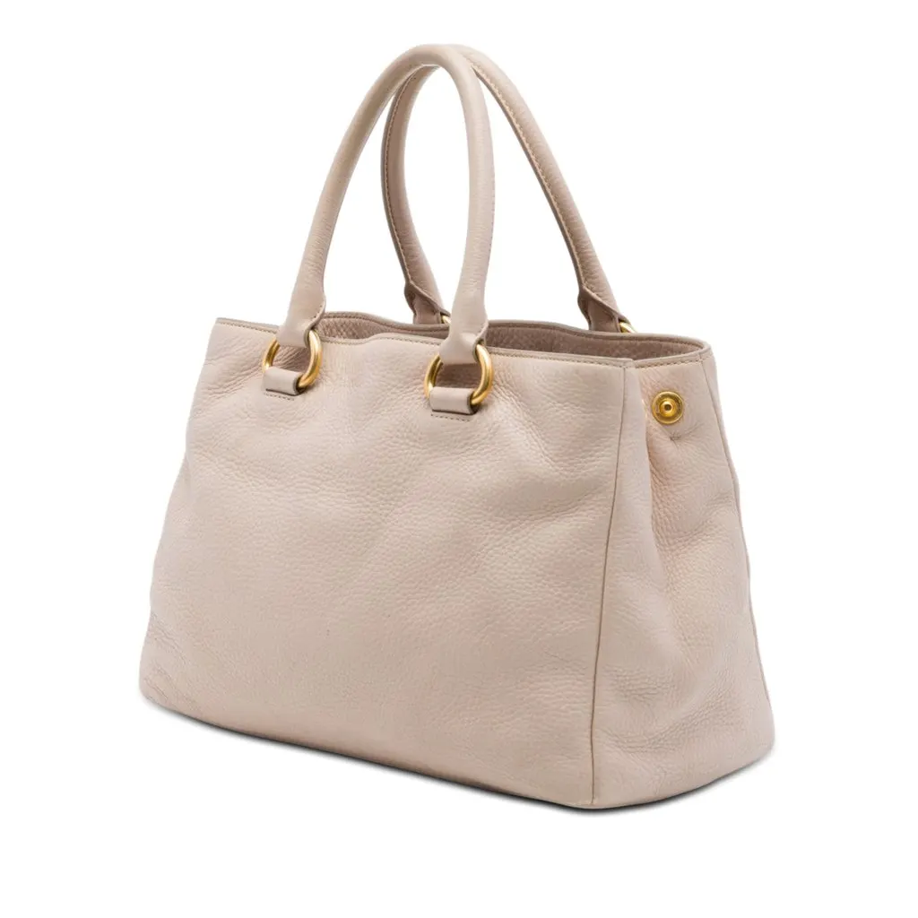 Prada Vitello Phenix Open Convertible Tote Brown Leather Good - Back View