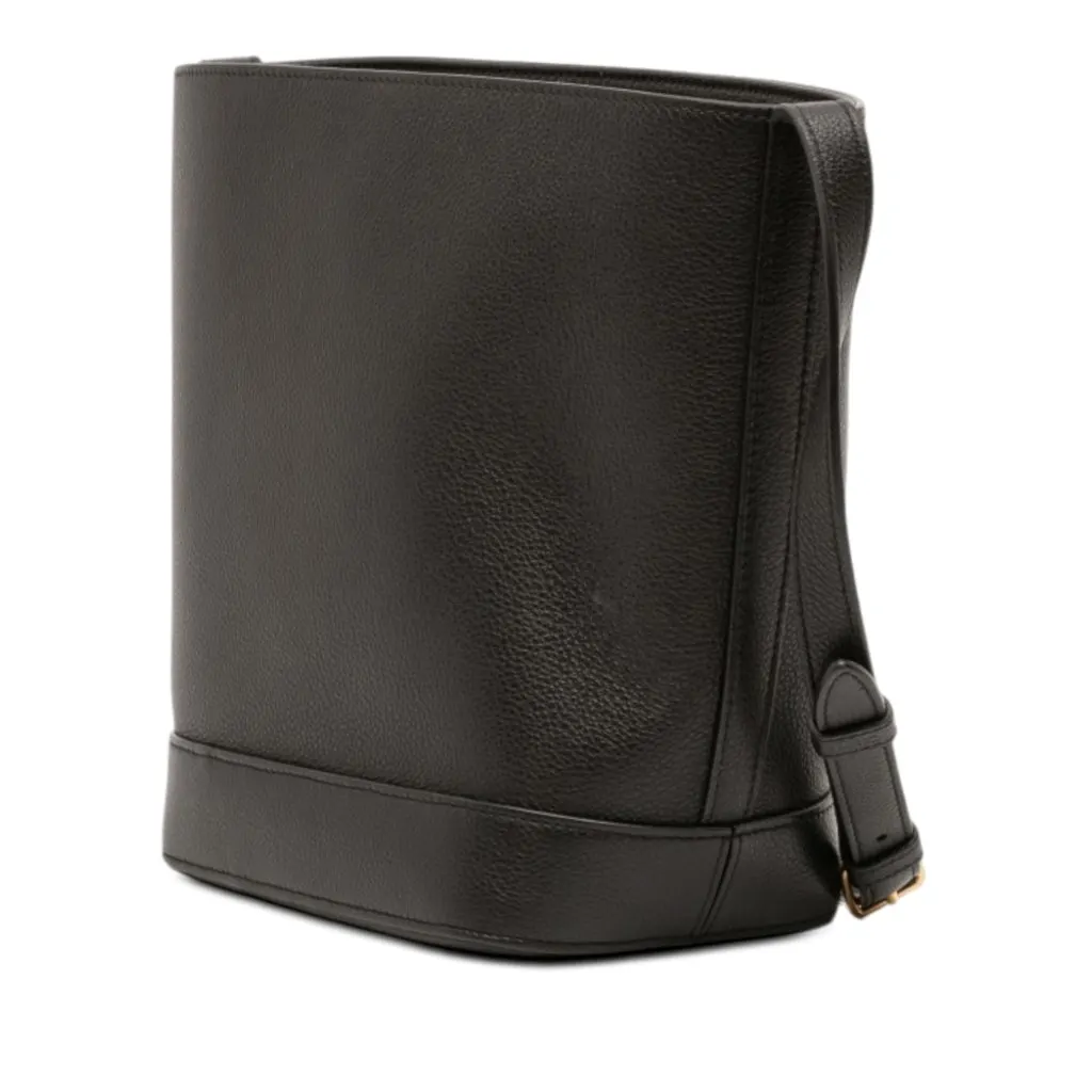 Celine Small Calfskin Cuir Triomphe Bucket Bag Black Leather Very good - Back View