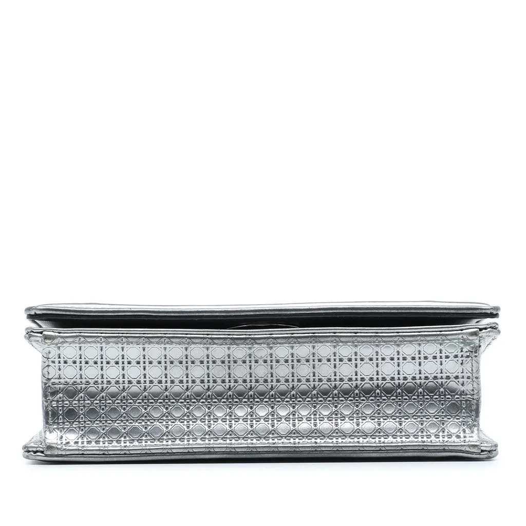 Dior Mini Metallic Patent Microcannage Diorama Flap Silver Leather Very good - Inside View
