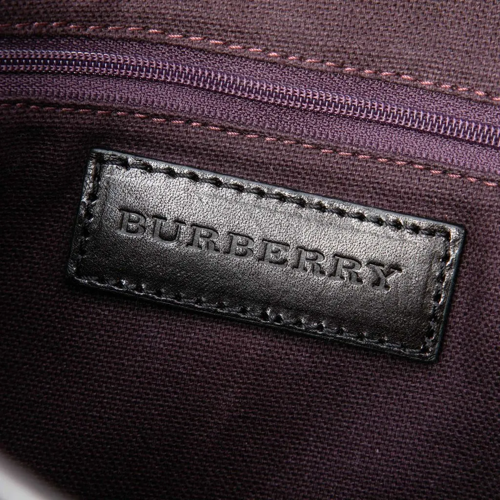 Burberry Haymarket Check Coated Canvas Brickfield Satchel Beige Very good - Box View