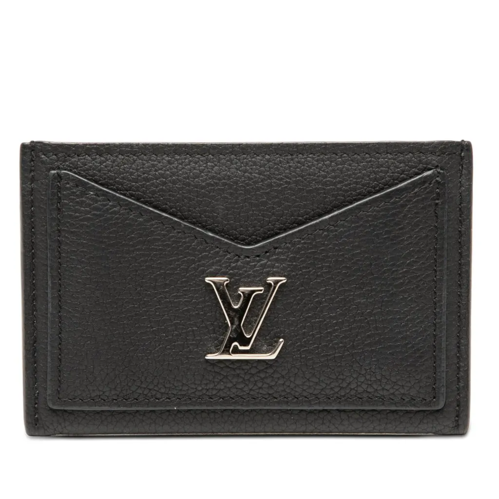 Louis Vuitton Calfskin Lockme Card Holder Black Leather Very good - Front View