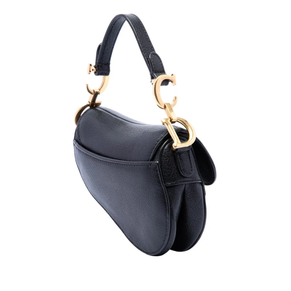 Dior Micro Goatskin Saddle Black Leather Very good - Back View