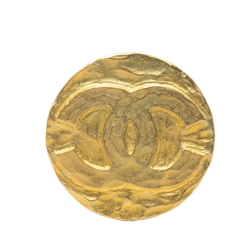Chanel CC Gold Plated Medallion Brooch