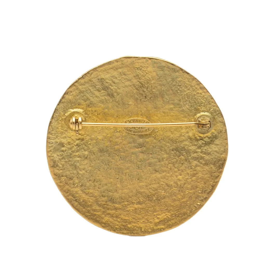 Chanel CC Gold Plated Medallion Brooch Gold Metal Very good - Back View