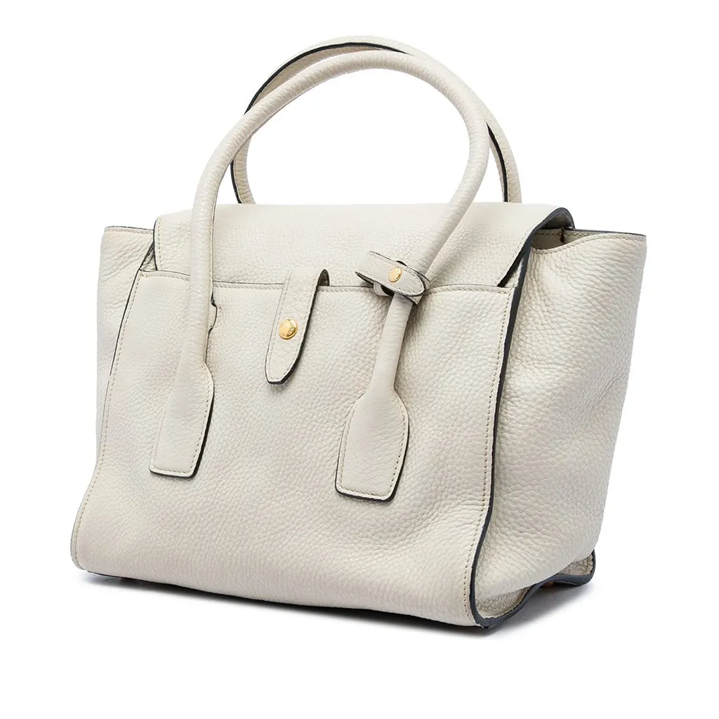 Prada Vitello Daino Sound Lock Satchel White Leather Good - Back View