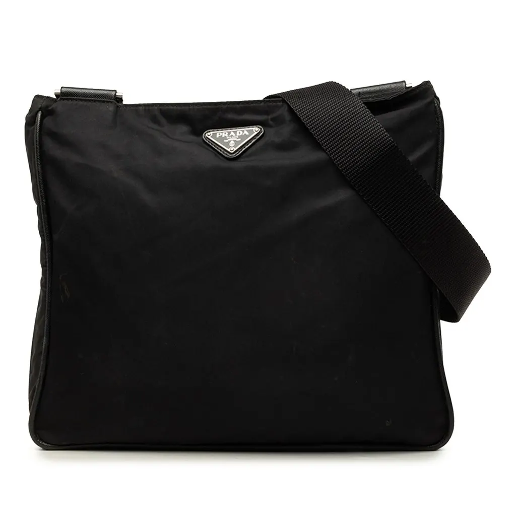 Prada Tessuto Zip Top Crossbody Black Polyamide Very good - Front View