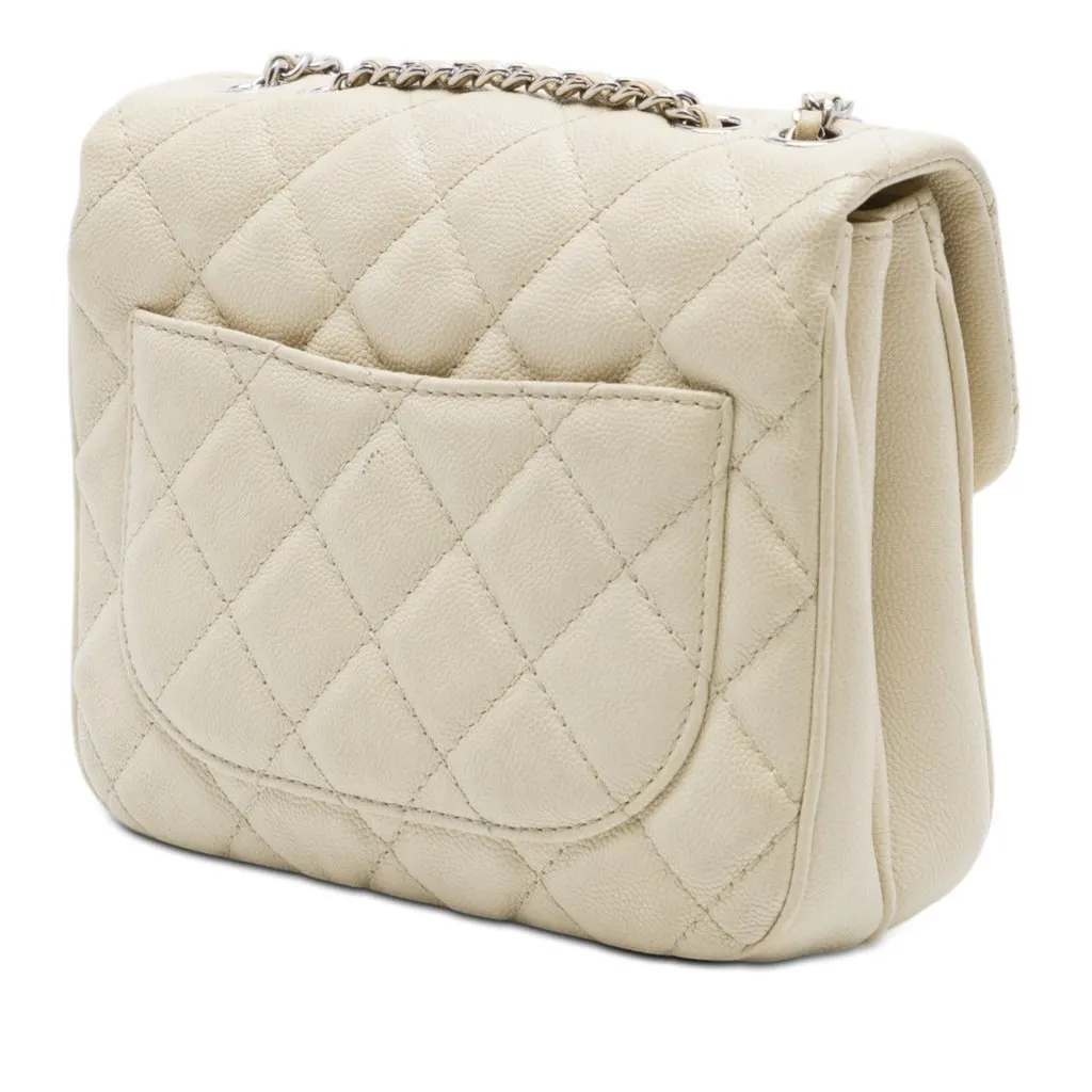 Chanel Small Quilted Caviar Urban Companion Flap White Leather Very good - Back View