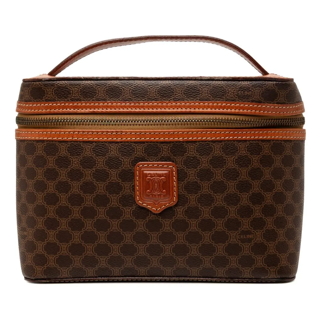 Celine Macadam Coated Canvas Vanity Bag Brown Very good - Front View