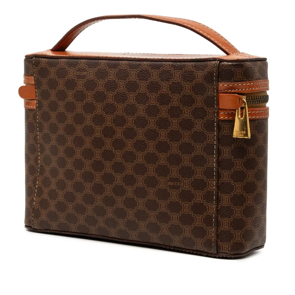 Celine Macadam Coated Canvas Vanity Bag Brown Very good - Back View