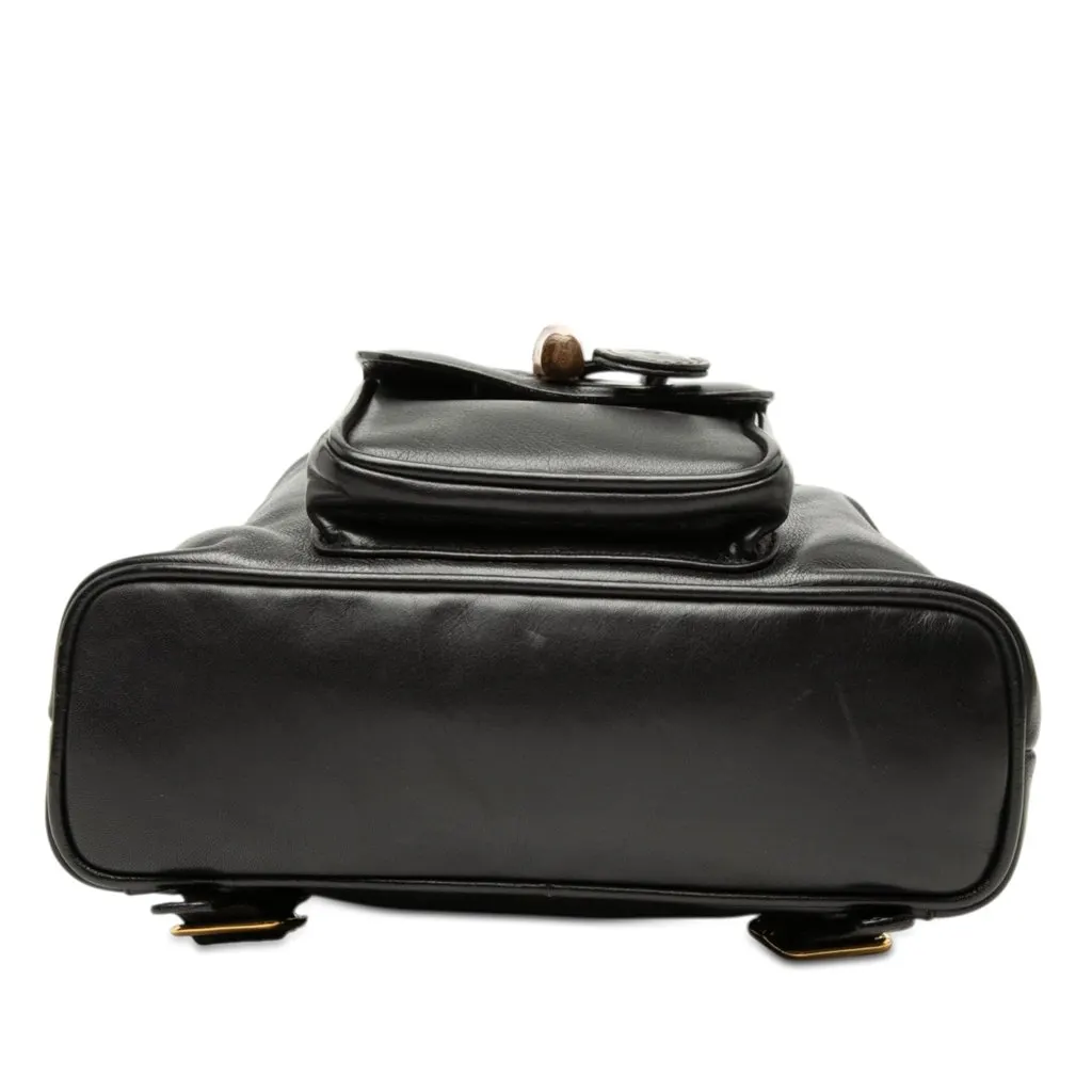 Gucci Calfskin Bamboo Drawstring Backpack Black Leather Very good - Inside View