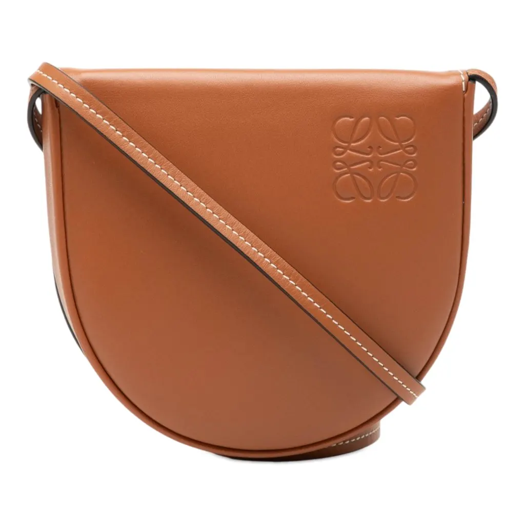 LOEWE Mini Soft Calfskin Heel Pouch Brown Leather Very good - Front View