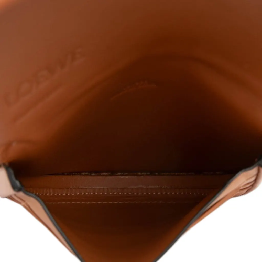 LOEWE Mini Soft Calfskin Heel Pouch Brown Leather Very good - Model View