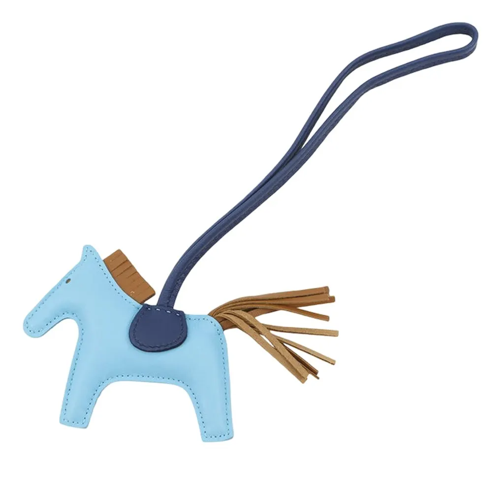 Hermès Milo Lambskin Grigri Rodeo Bag Charm PM Blue Leather Good - Front View