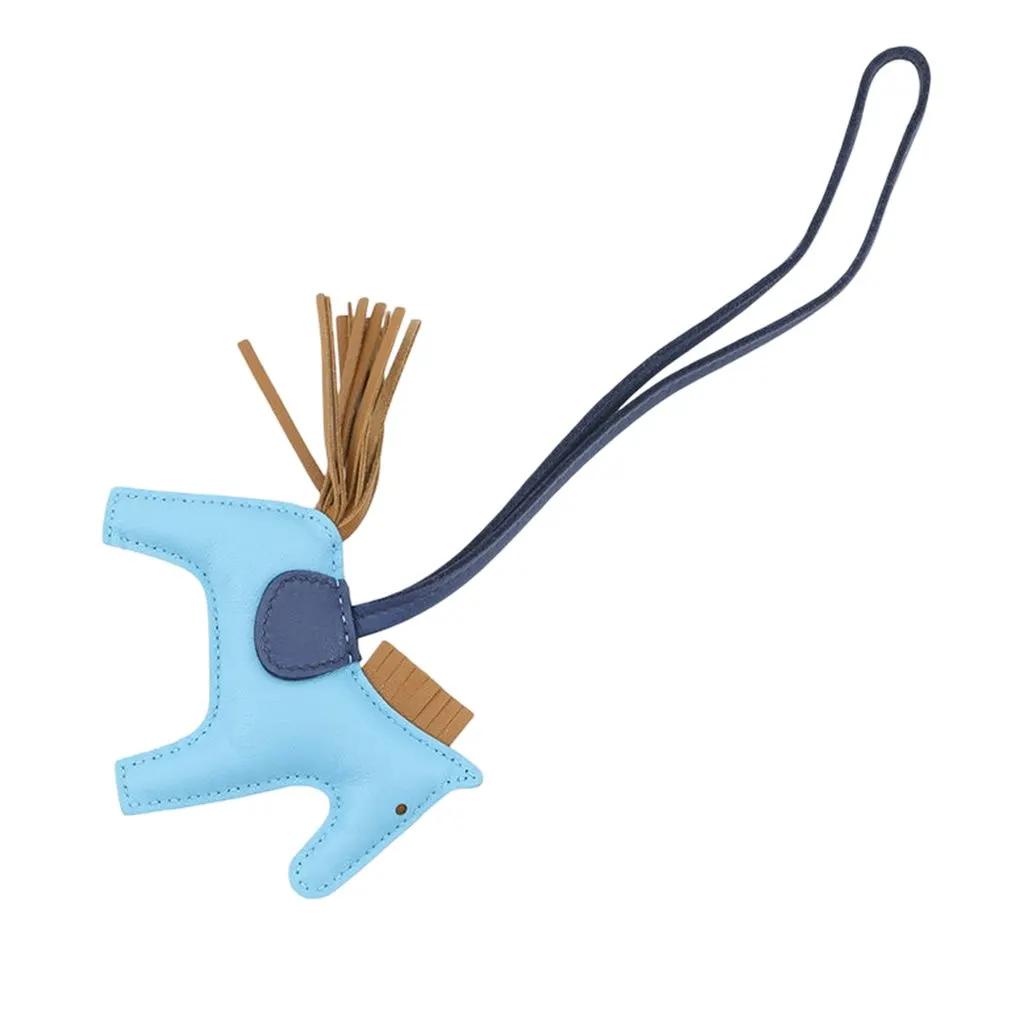 Hermès Milo Lambskin Grigri Rodeo Bag Charm PM Blue Leather Good - Inside View