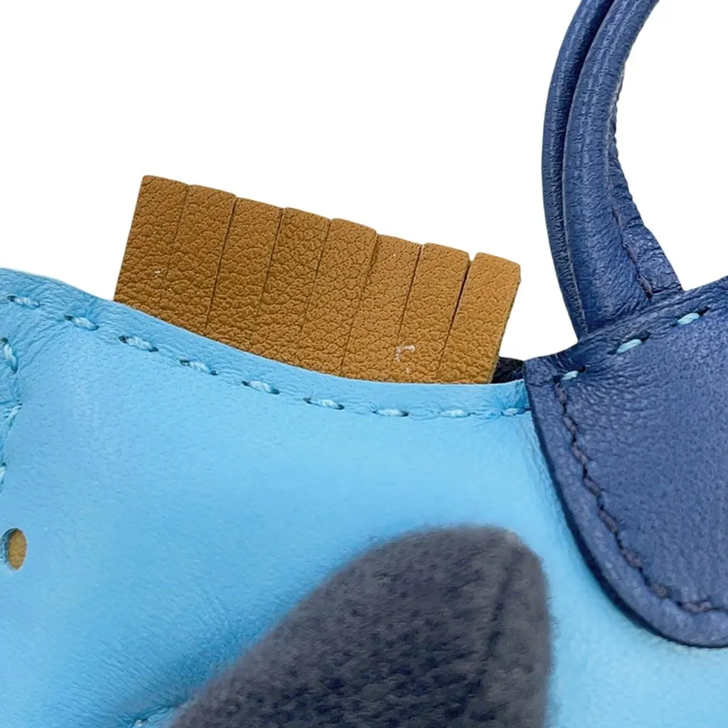Hermès Milo Lambskin Grigri Rodeo Bag Charm PM Blue Leather Good - Model View